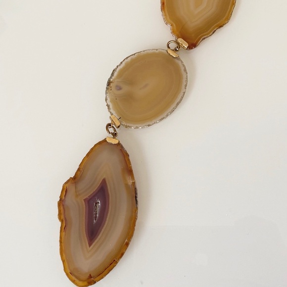 Vintage Agate Gold Chain Stone Necklace - Picture 8 of 9